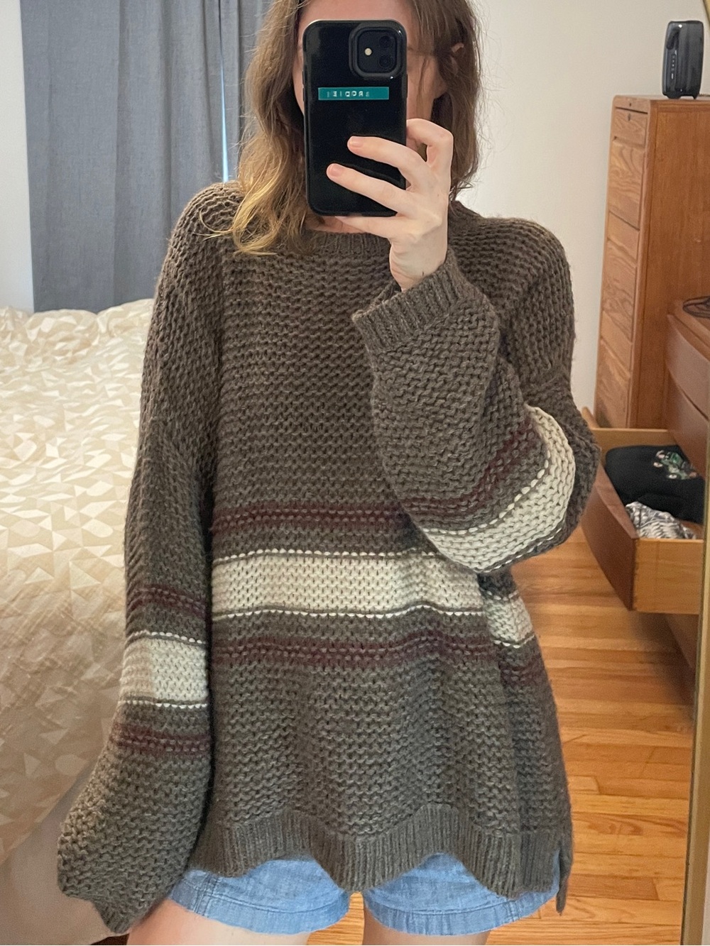 Xirena brown striped alpaca sweater